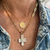 14K Yellow Gold White Topaz Cross