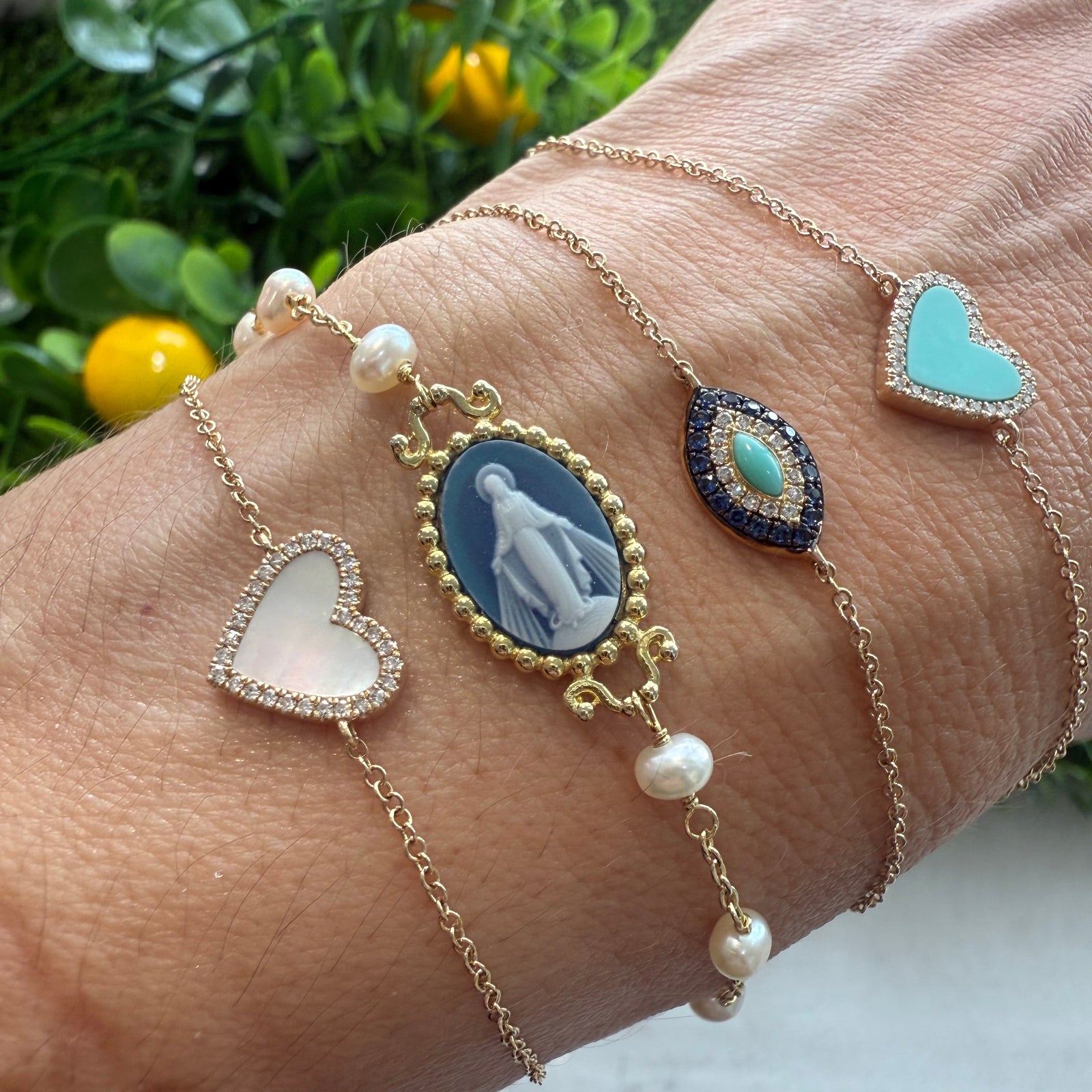 Virgencita Bracelet with Pearls & Agate