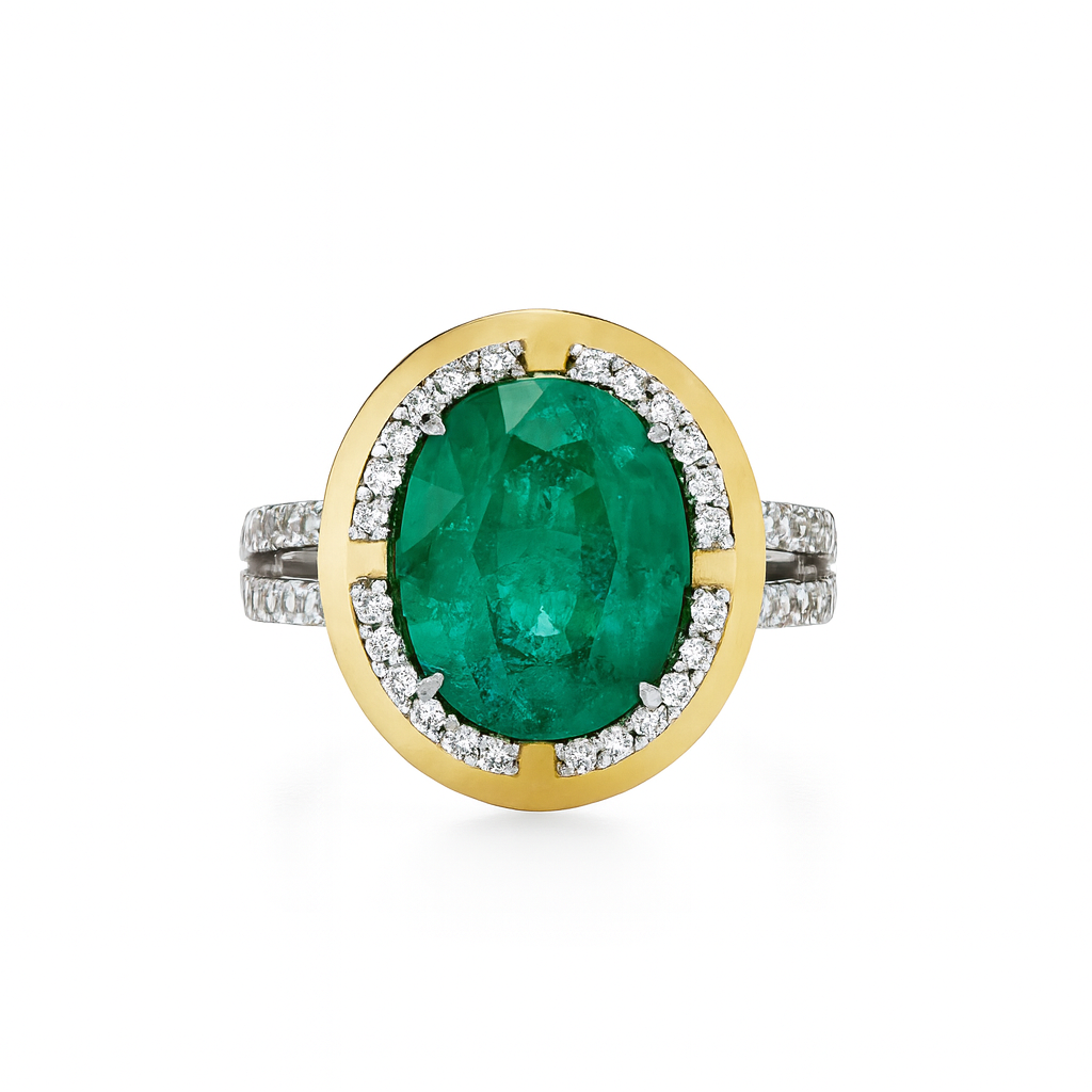 Oval Emerald and Diamond Ring