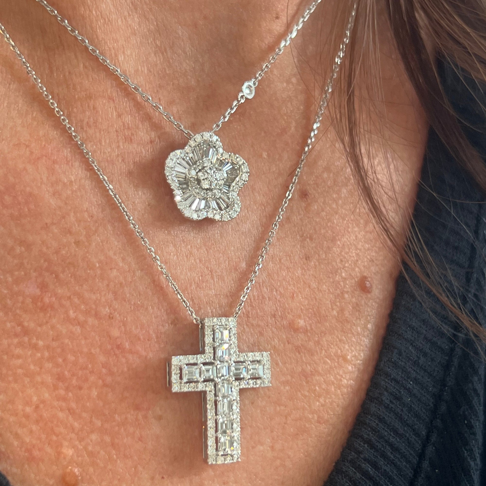 Emerald Cut Diamond Cross