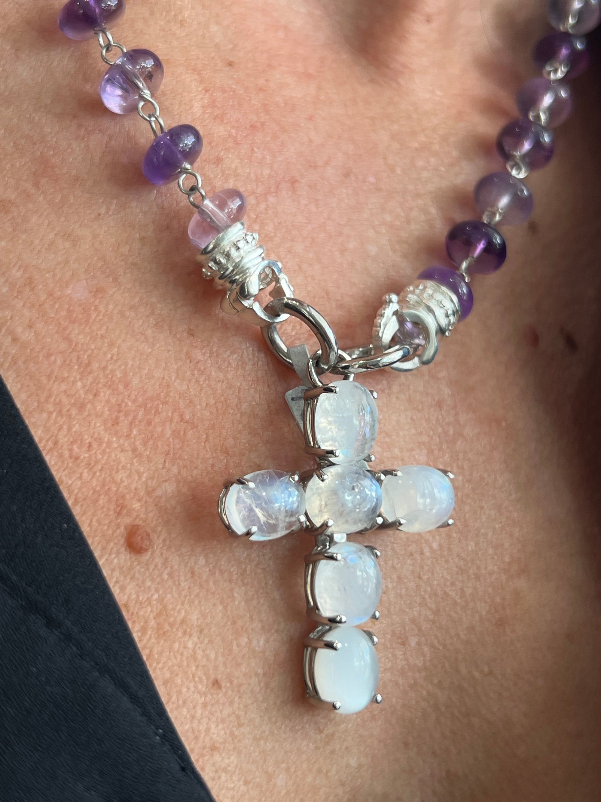 Moonstone Cross on Silver