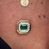 Yellow Gold Emerald and Diamond Pendant Necklace