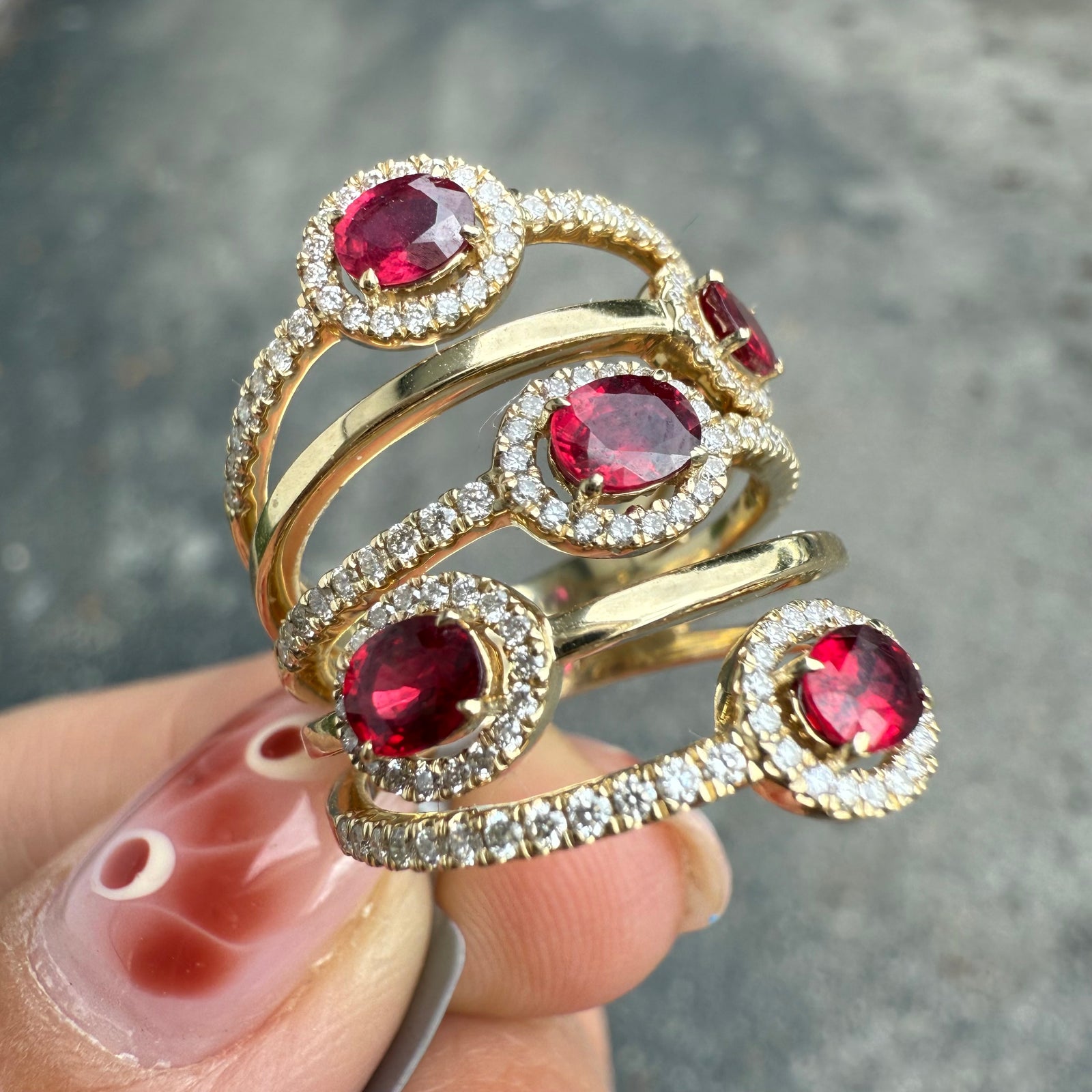 Ruby & Diamond Halo Ring in 14K Yellow Gold
