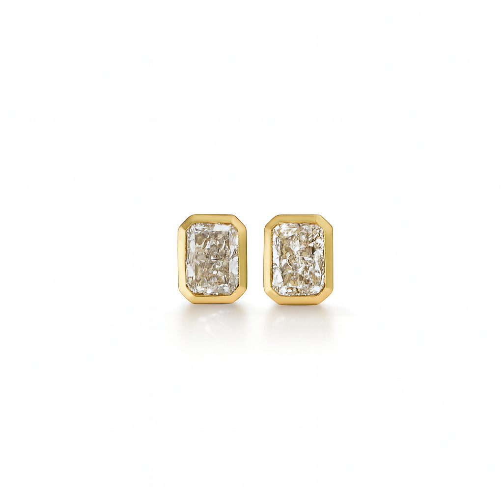 Elongated Radient Lab Diamonds Studs 14K