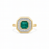 Square Emerald and Diamond Ring
