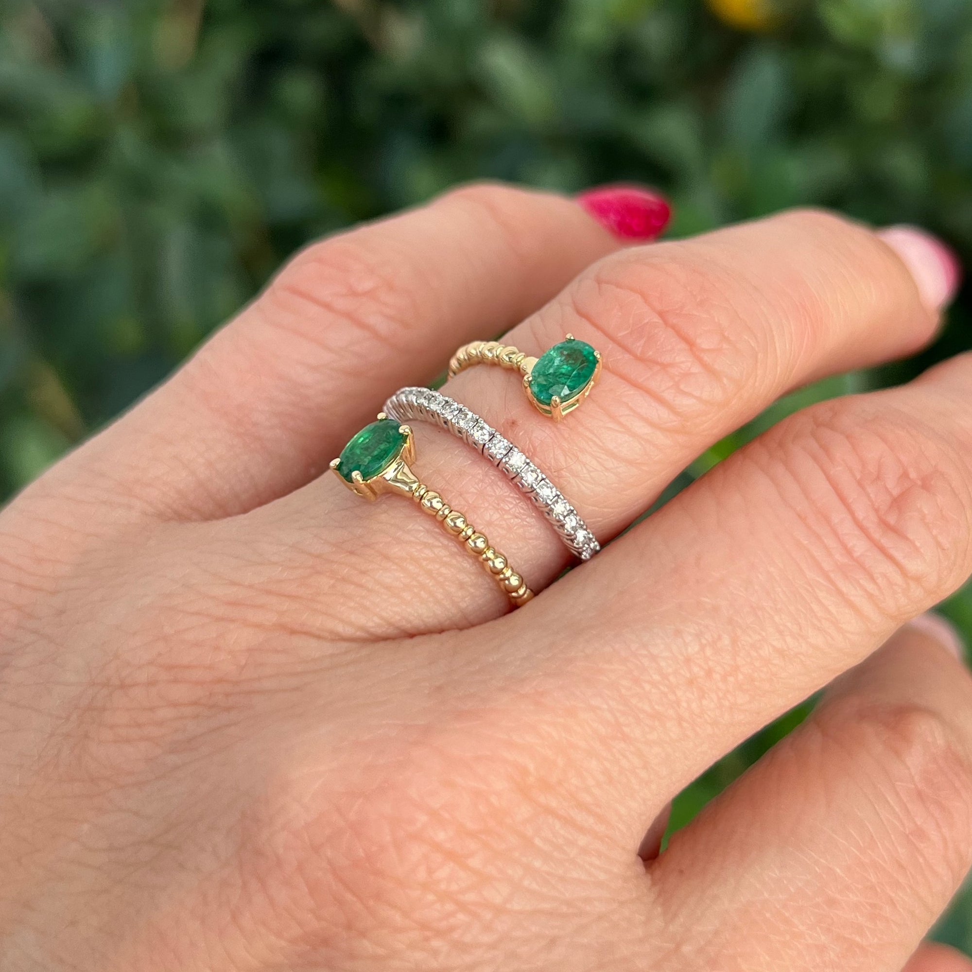 Emerald and Diamond Wrap Ring Santayana