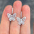 18K White Gold Diamond Butterfly Dangle Earring