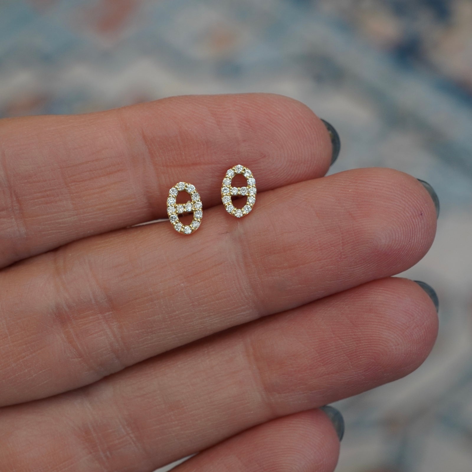 Diamond Mariner Link Earrings 14K