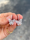 18K White Gold Diamond Butterfly Dangle Earring