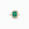 Emerald Cut Emerald and Diamond Ring