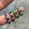 Yellow Gold Emerald or Sapphire and Diamond Hoop Huggies