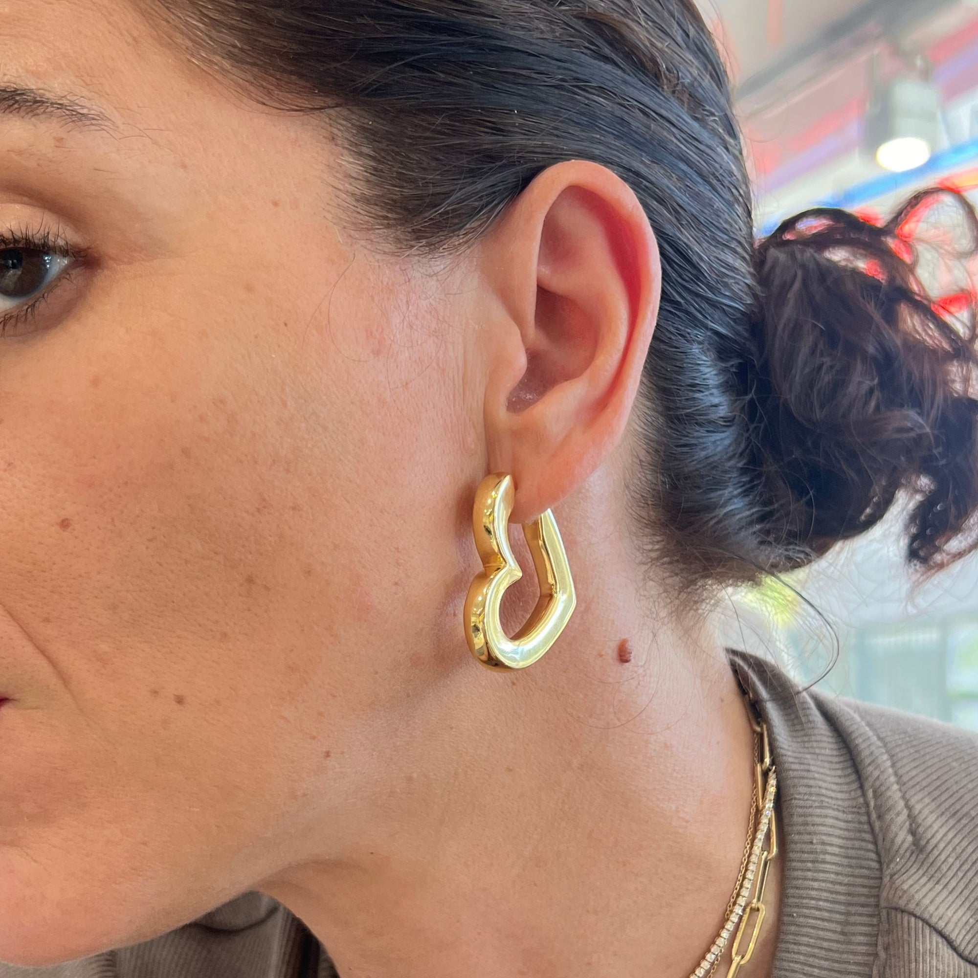 Large heart 2025 hoop earrings