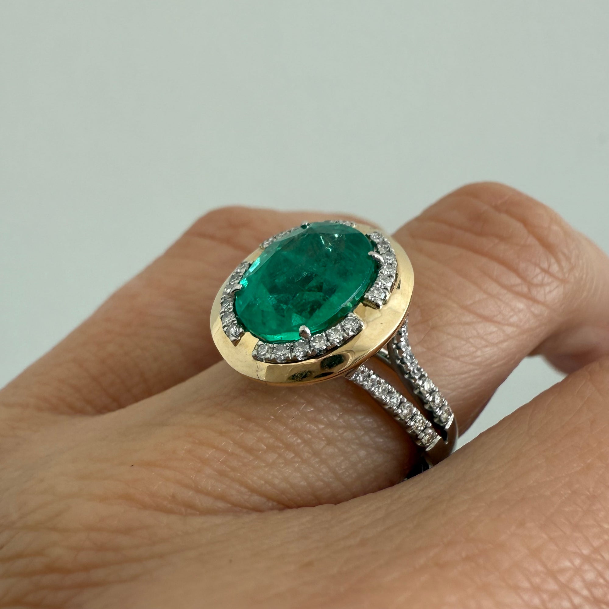 Oval Emerald and Diamond Ring