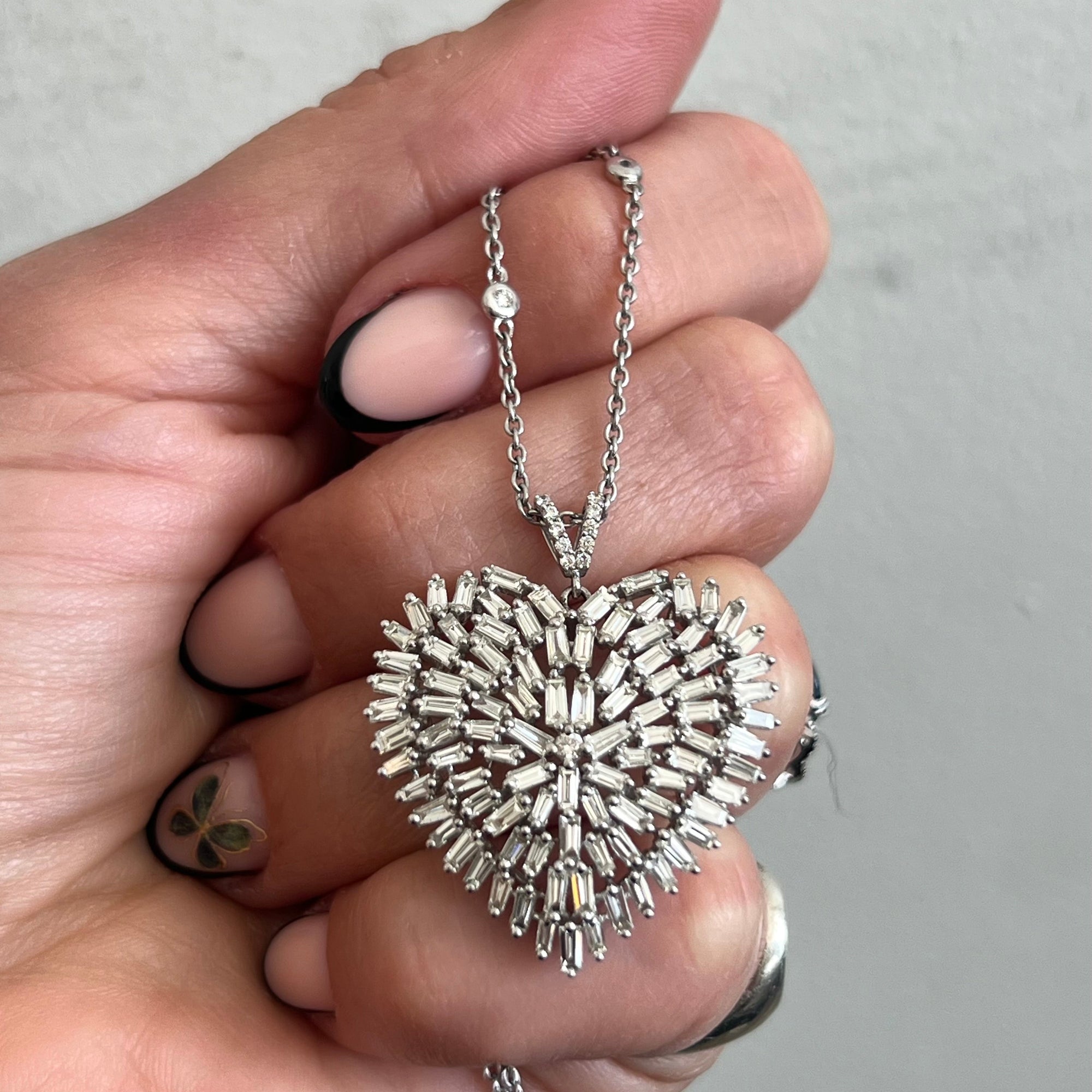 Baguette Diamond Heart Pendant Necklace