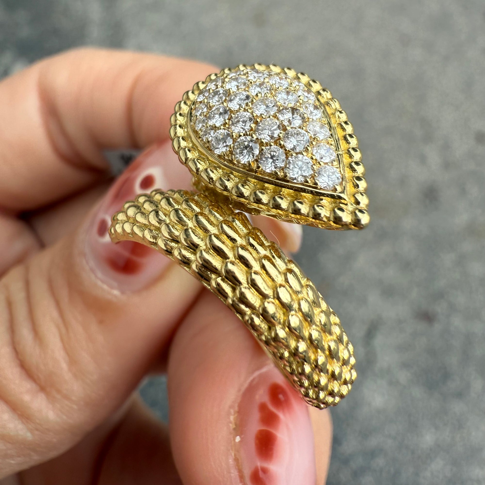 Textured Diamond Wrap Ring in 18K Yellow Gold