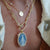 14K Emperatriz Milagrosa Medal Blue Agate with Pearls