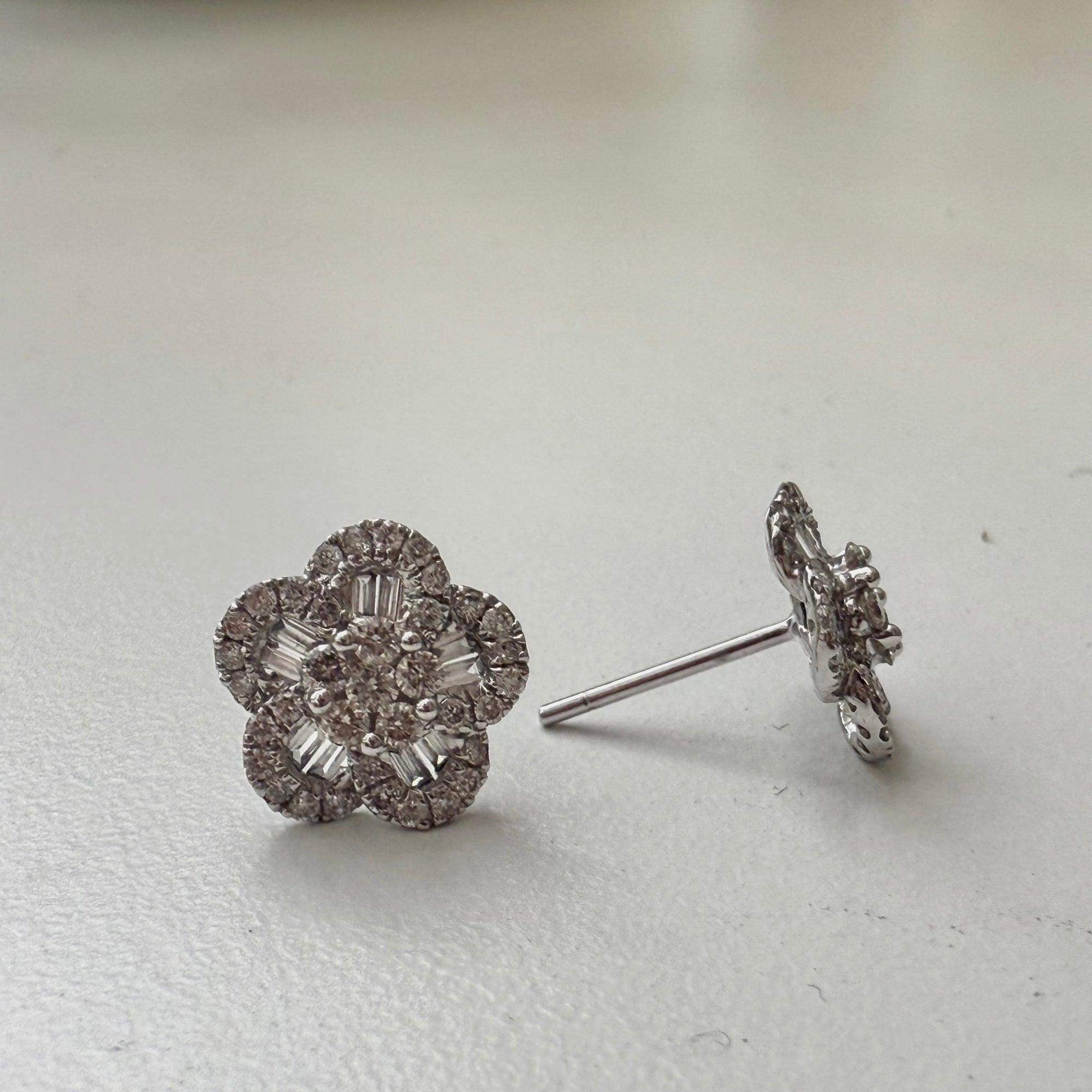 Baguette Flower Diamond Earring
