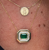 Yellow Gold Emerald and Diamond Pendant Necklace