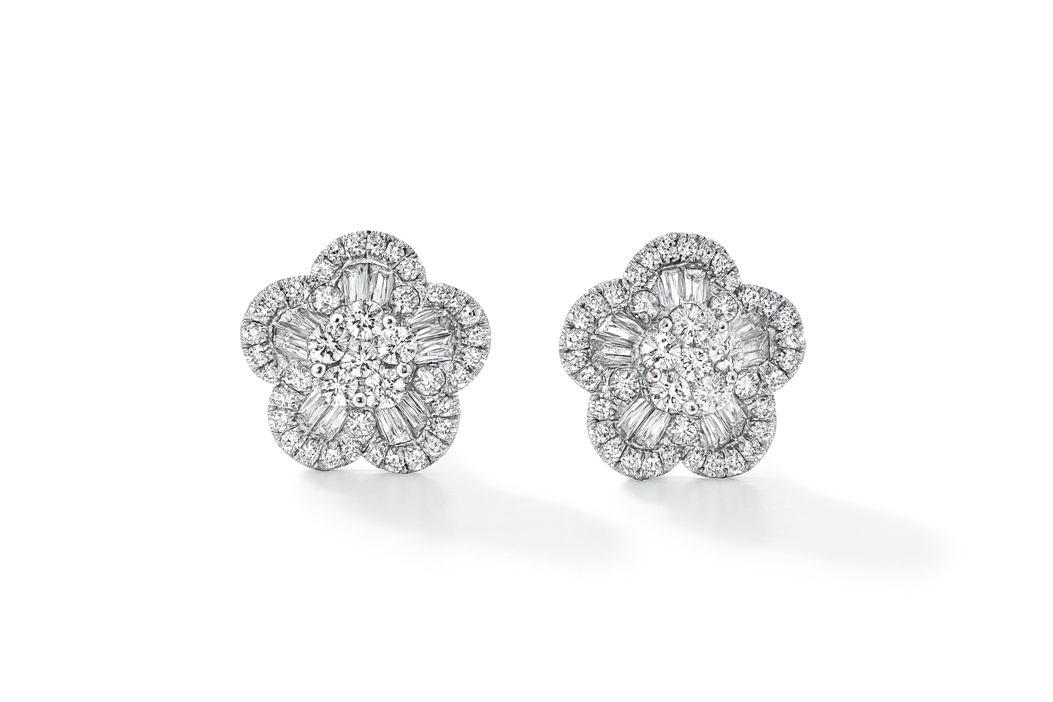 Baguette Flower Diamond Earring