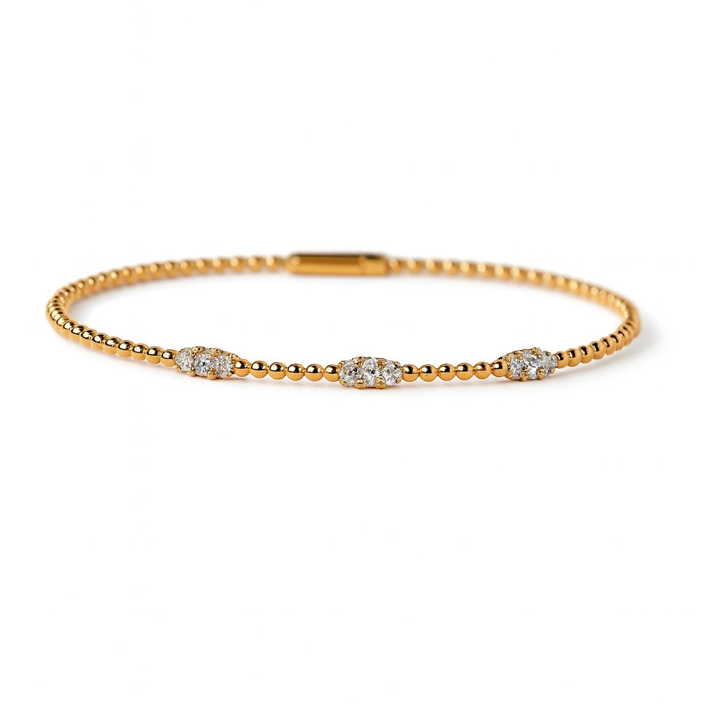 3 Diamonds Flex Bangle Yellow Gold