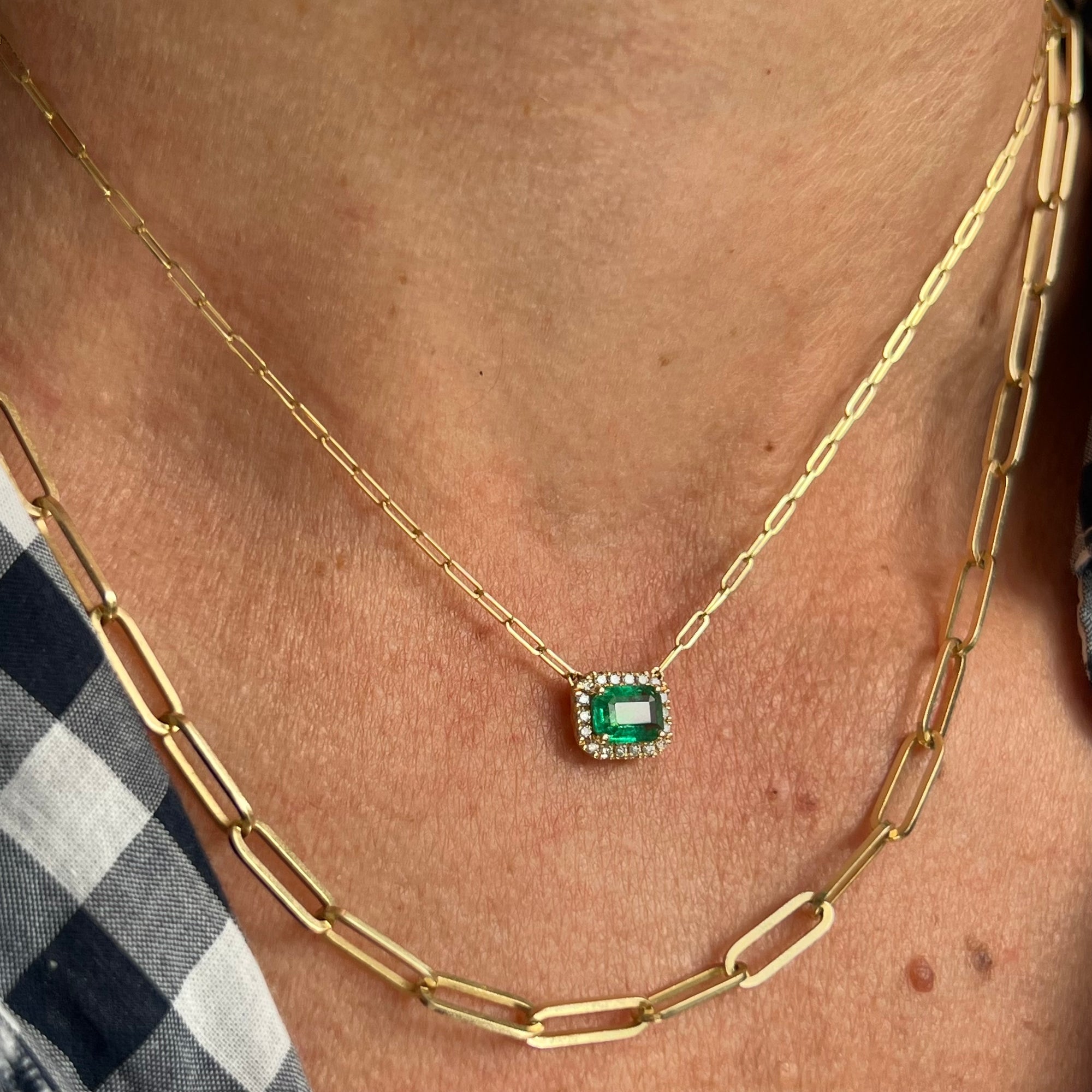 Emerald and Diamond Pendant Necklace