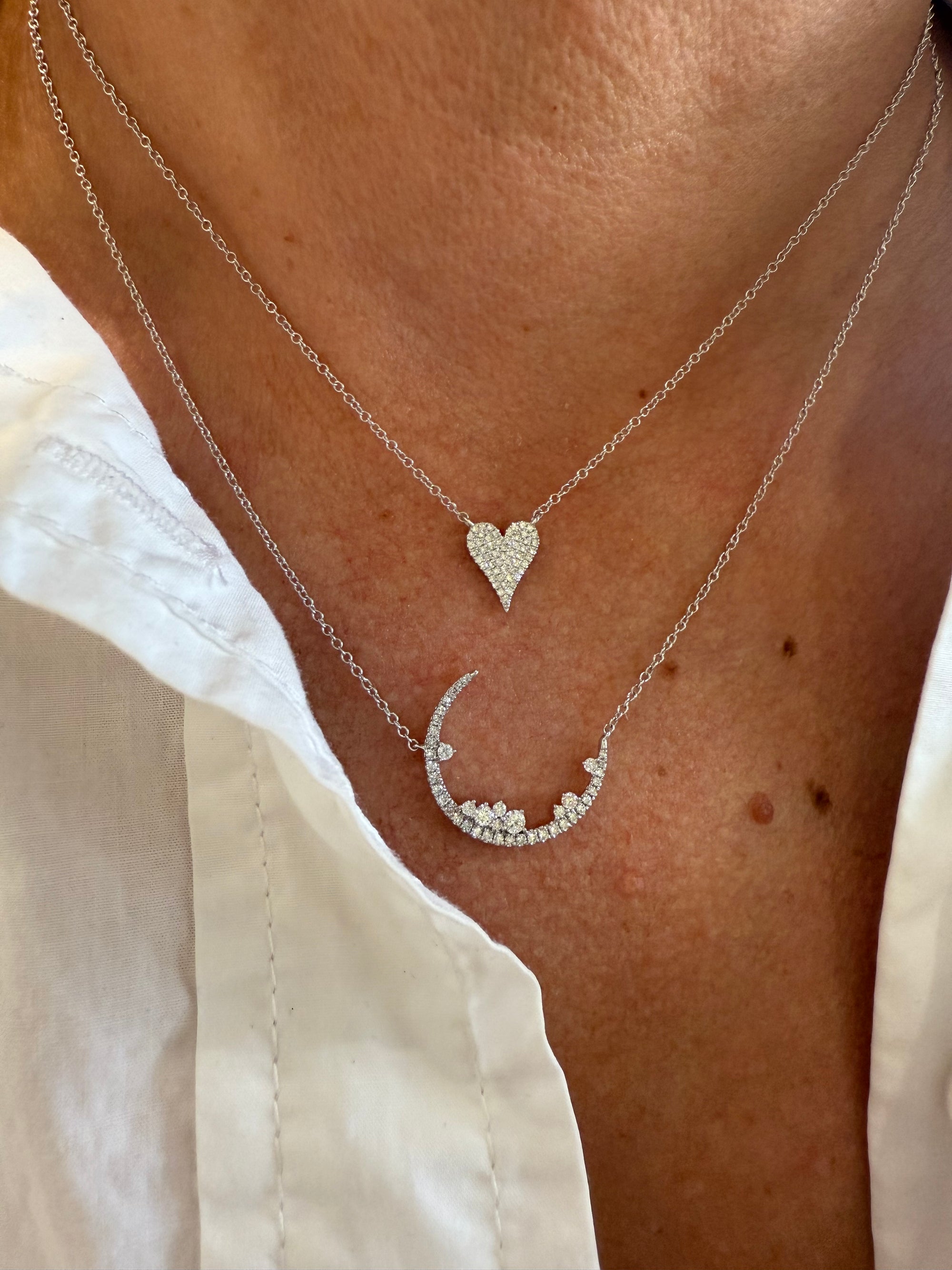 Mini White Gold Diamond Heart