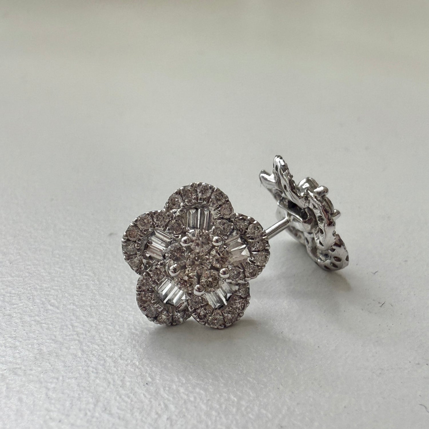 Baguette Flower Diamond Earring
