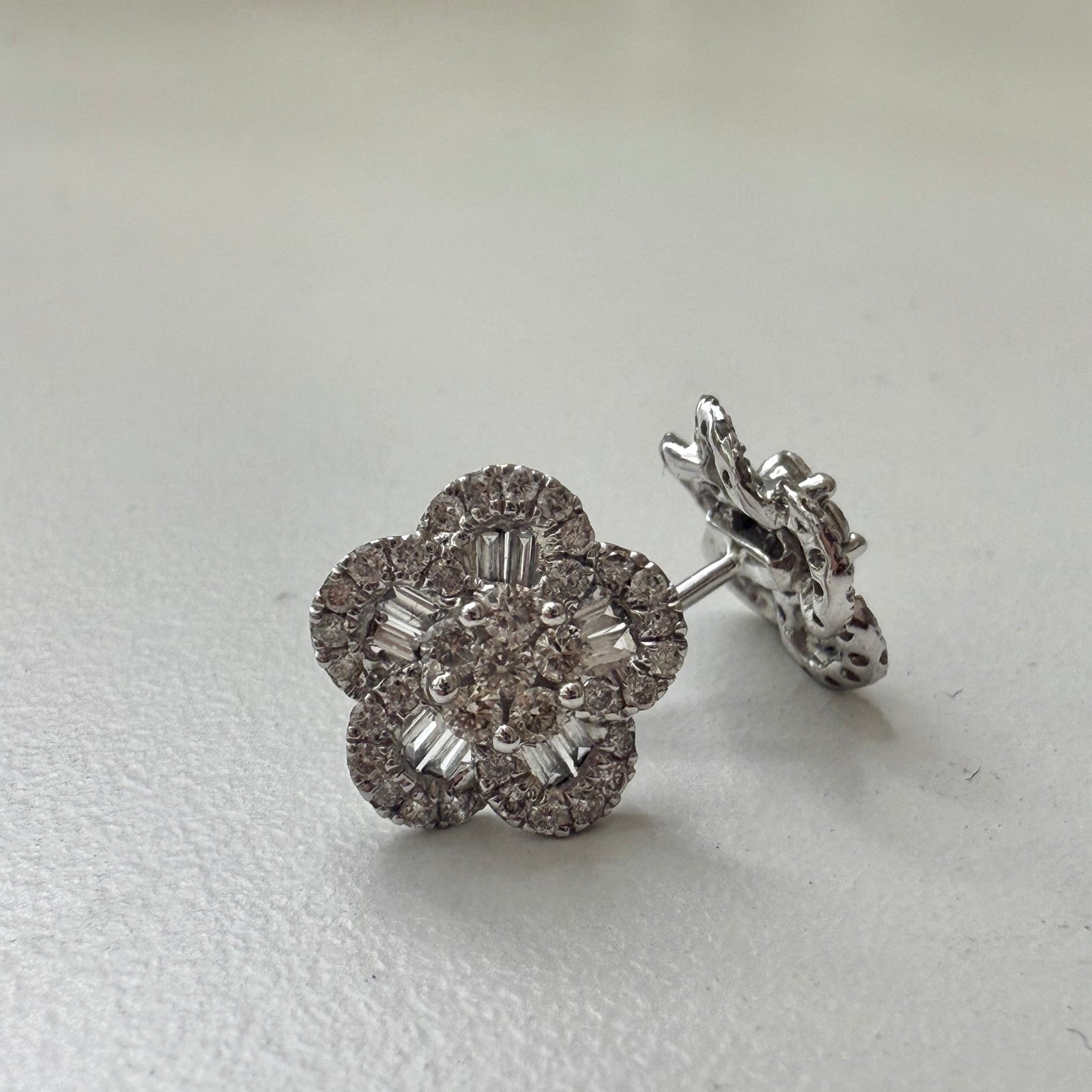 Baguette Flower Diamond Earring