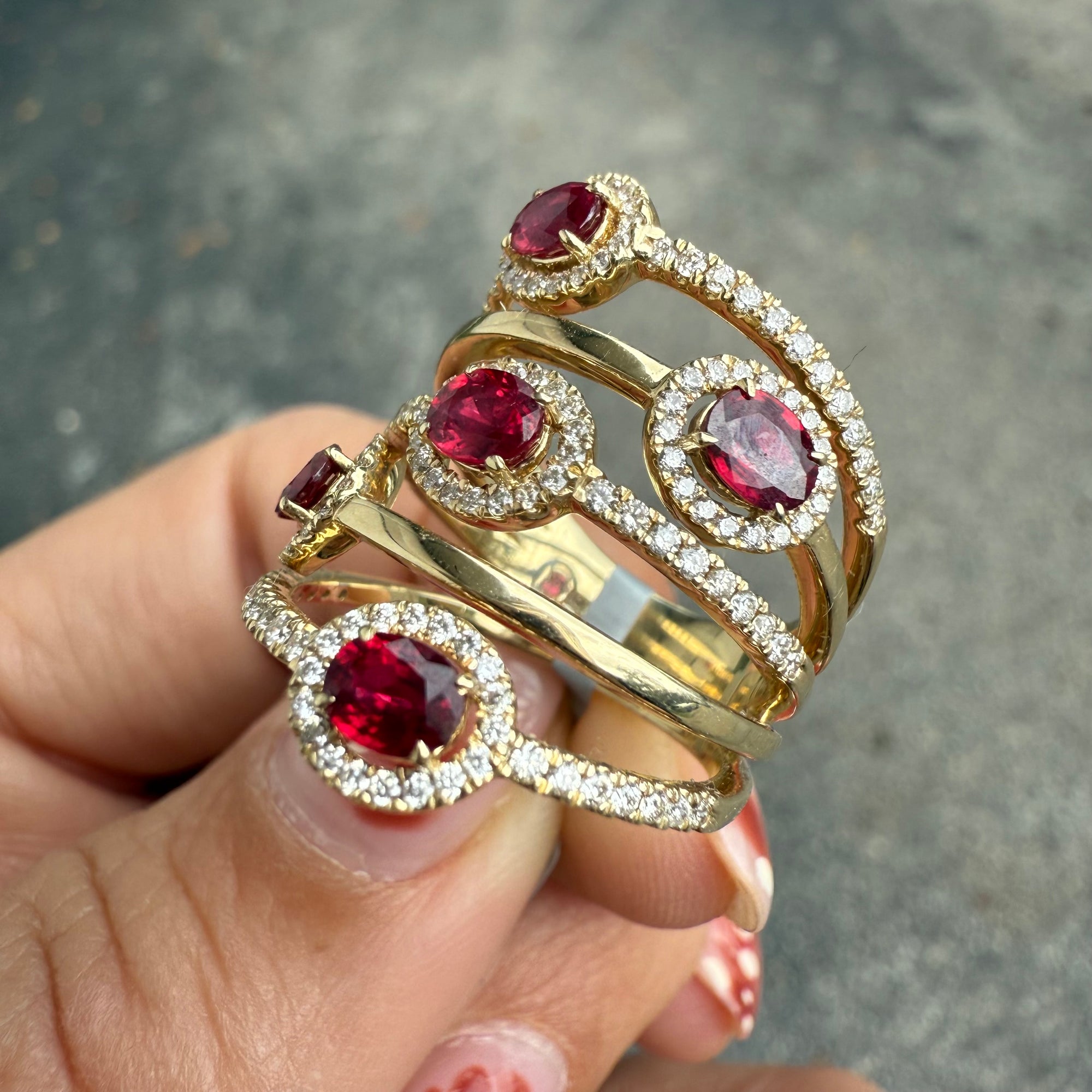 Ruby &amp; Diamond Halo Ring in 14K Yellow Gold