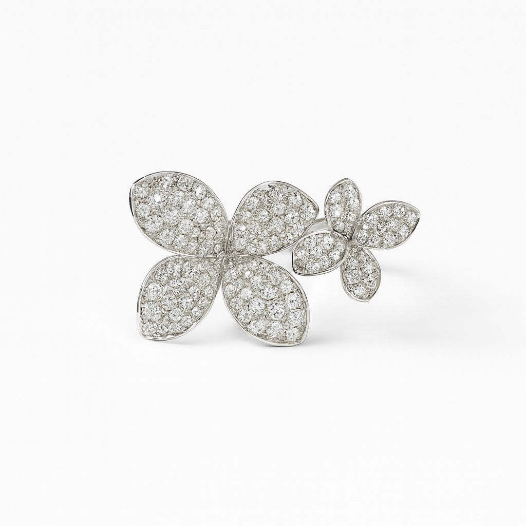 Diamond Flower Clover Ring