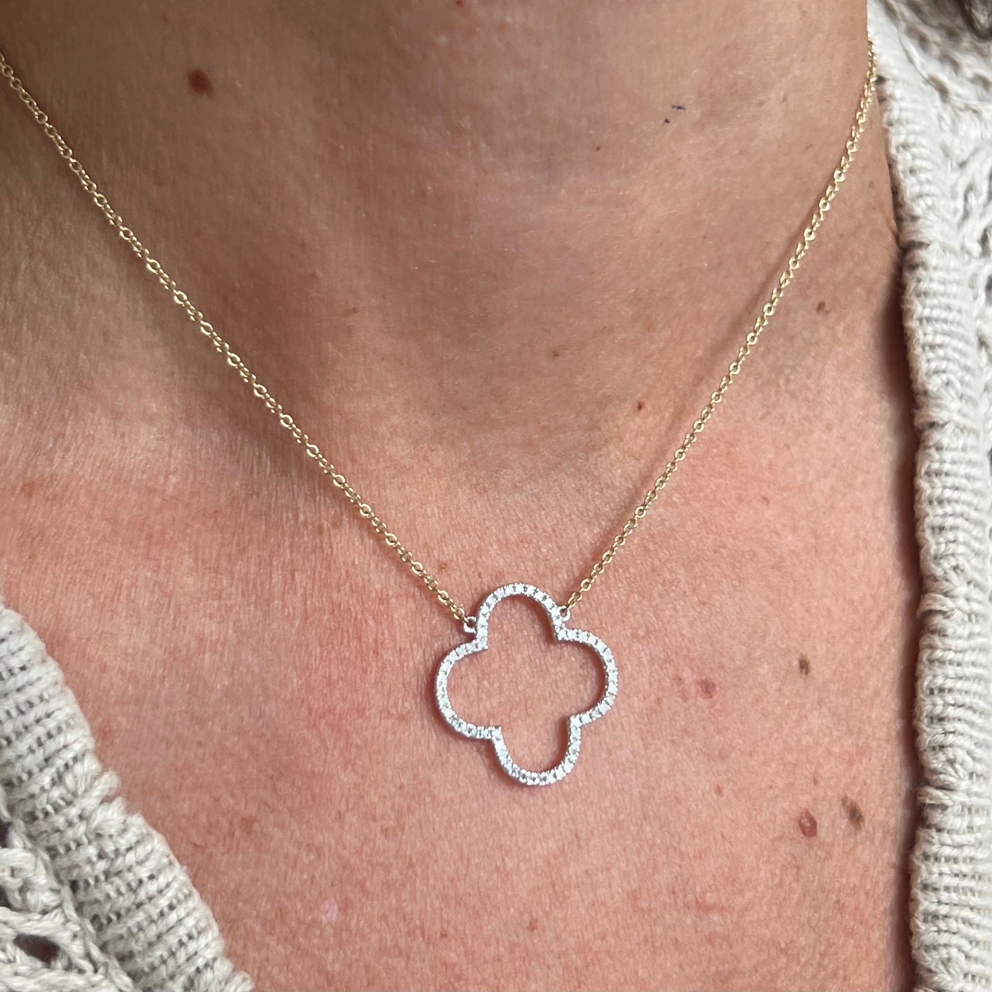 Diamond Clover Pendant Necklace