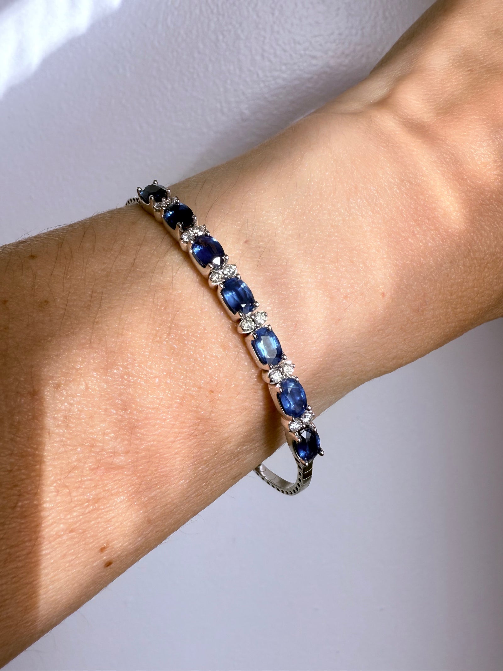 White Gold Sapphire Bangle