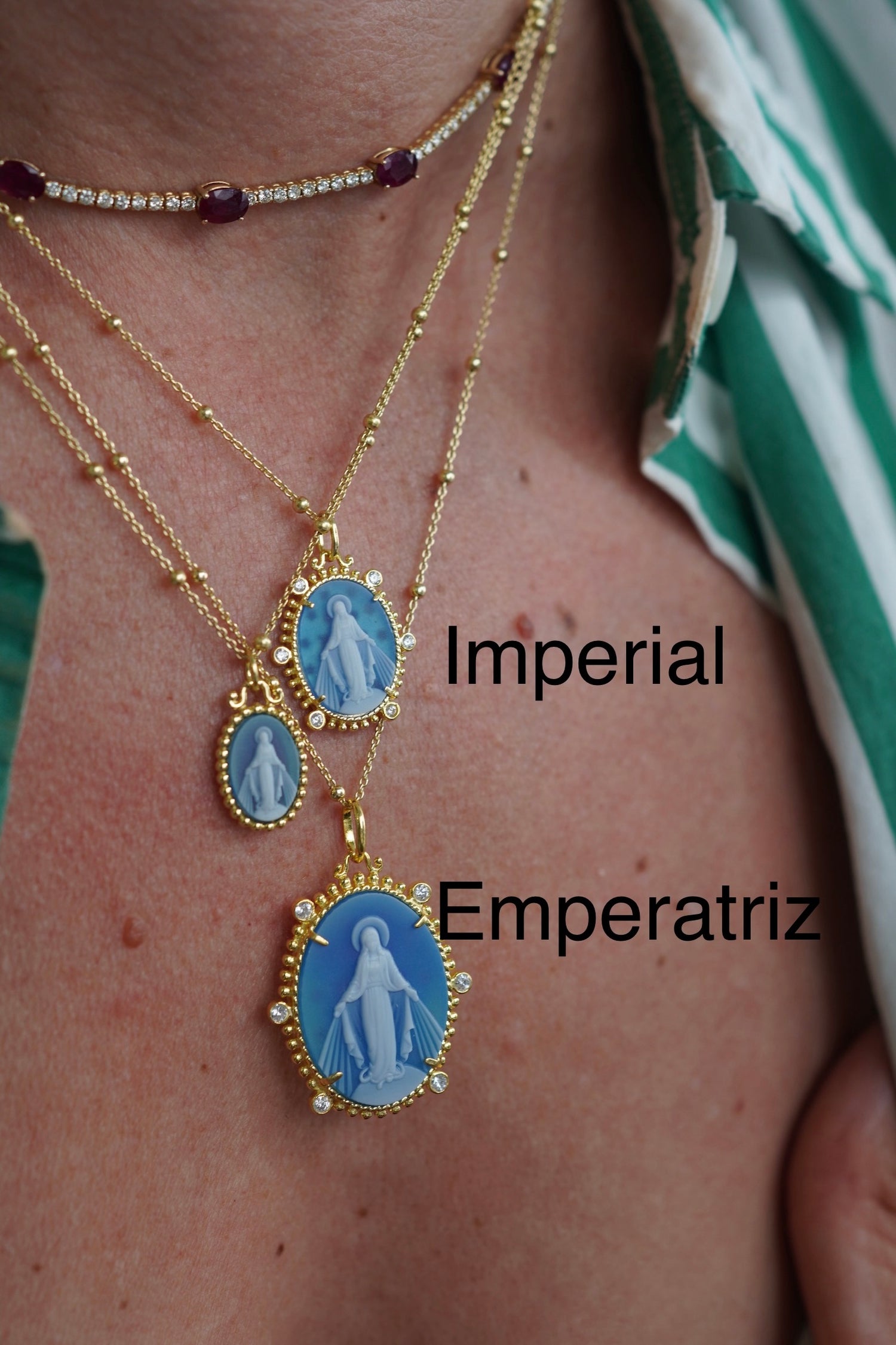 Imperial Milagrosa Medal Blue Agate