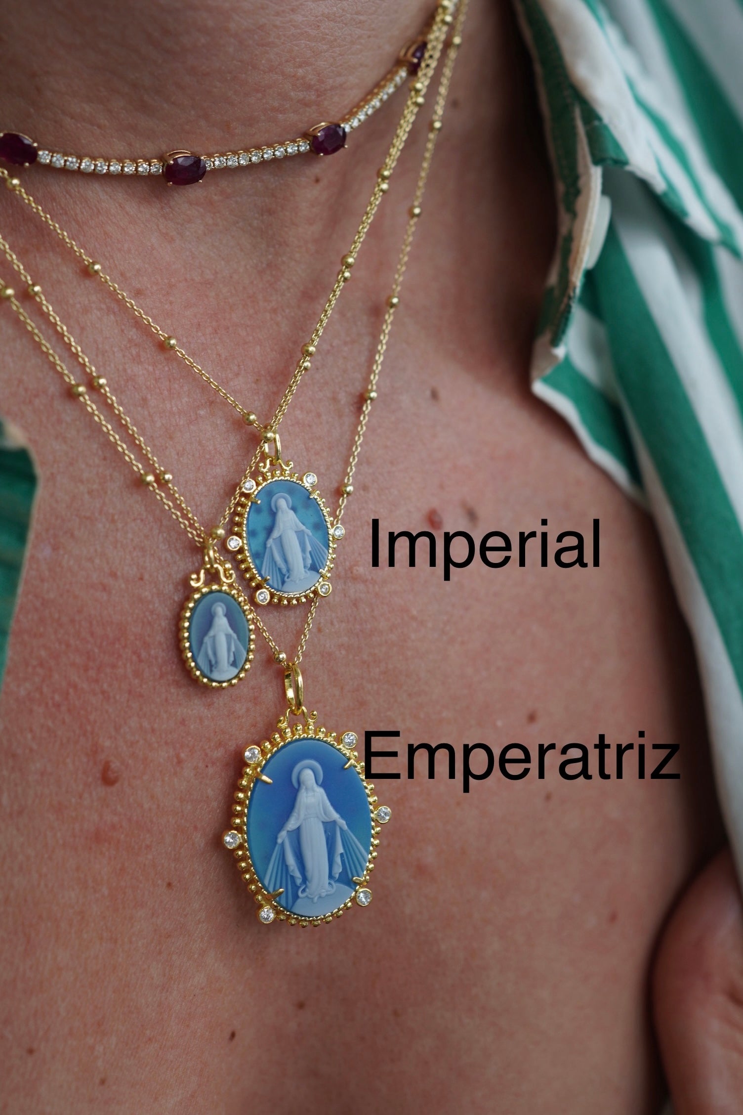 Imperial Milagrosa Medal Blue Agate