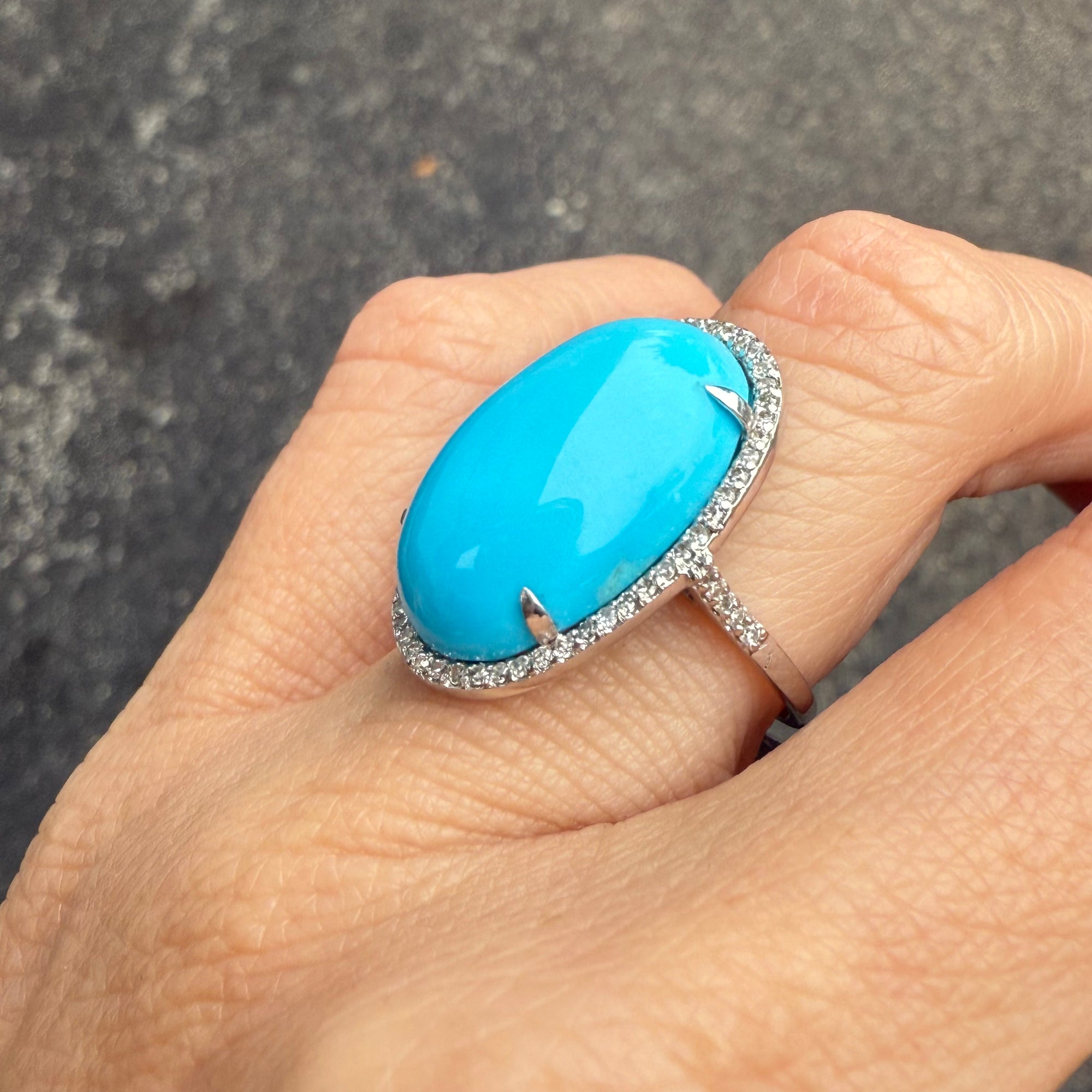 Oval Turquoise and Diamond Ring