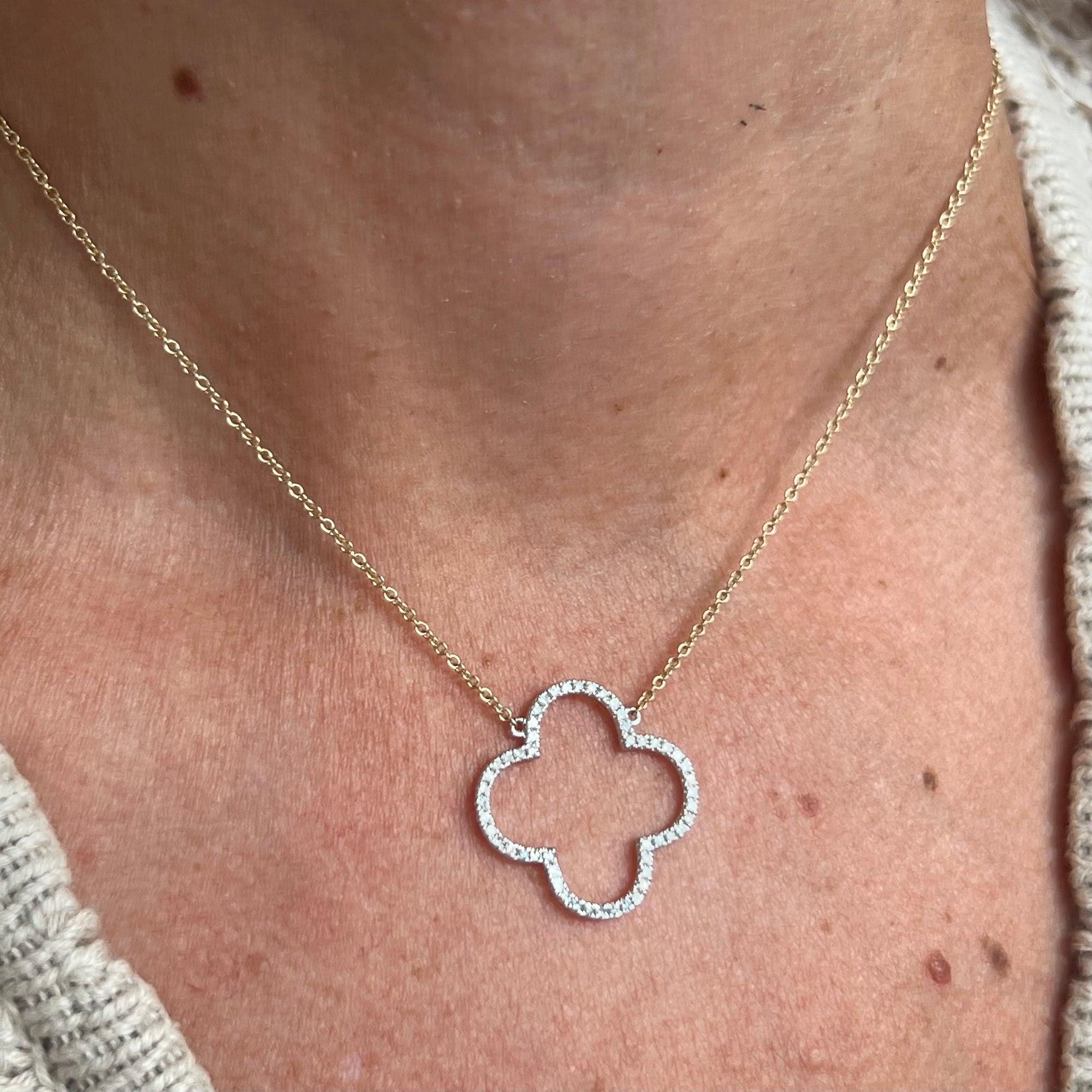 Diamond Clover Pendant Necklace