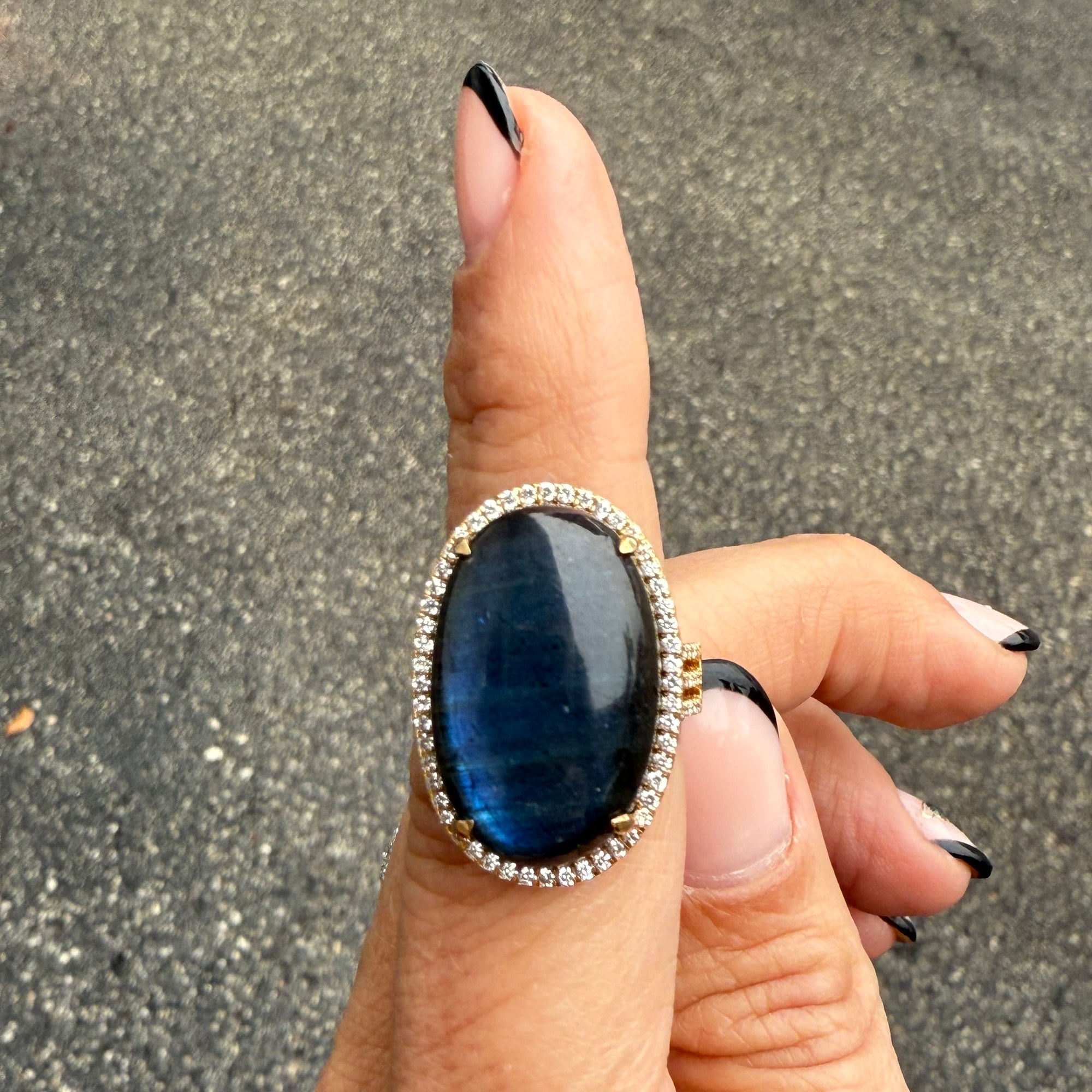 Labradorite and Diamond RIng