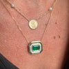 Yellow Gold Emerald and Diamond Pendant Necklace