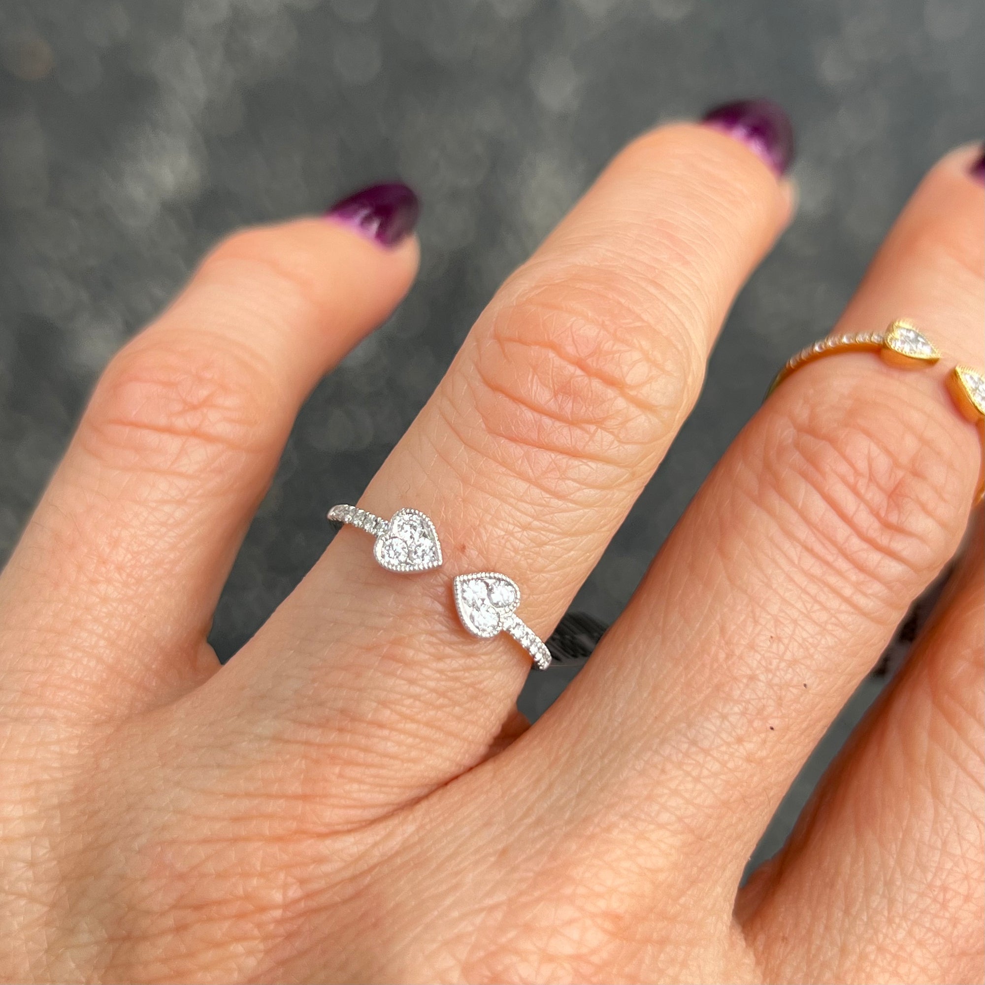 Spade Heart Diamond Open Ring