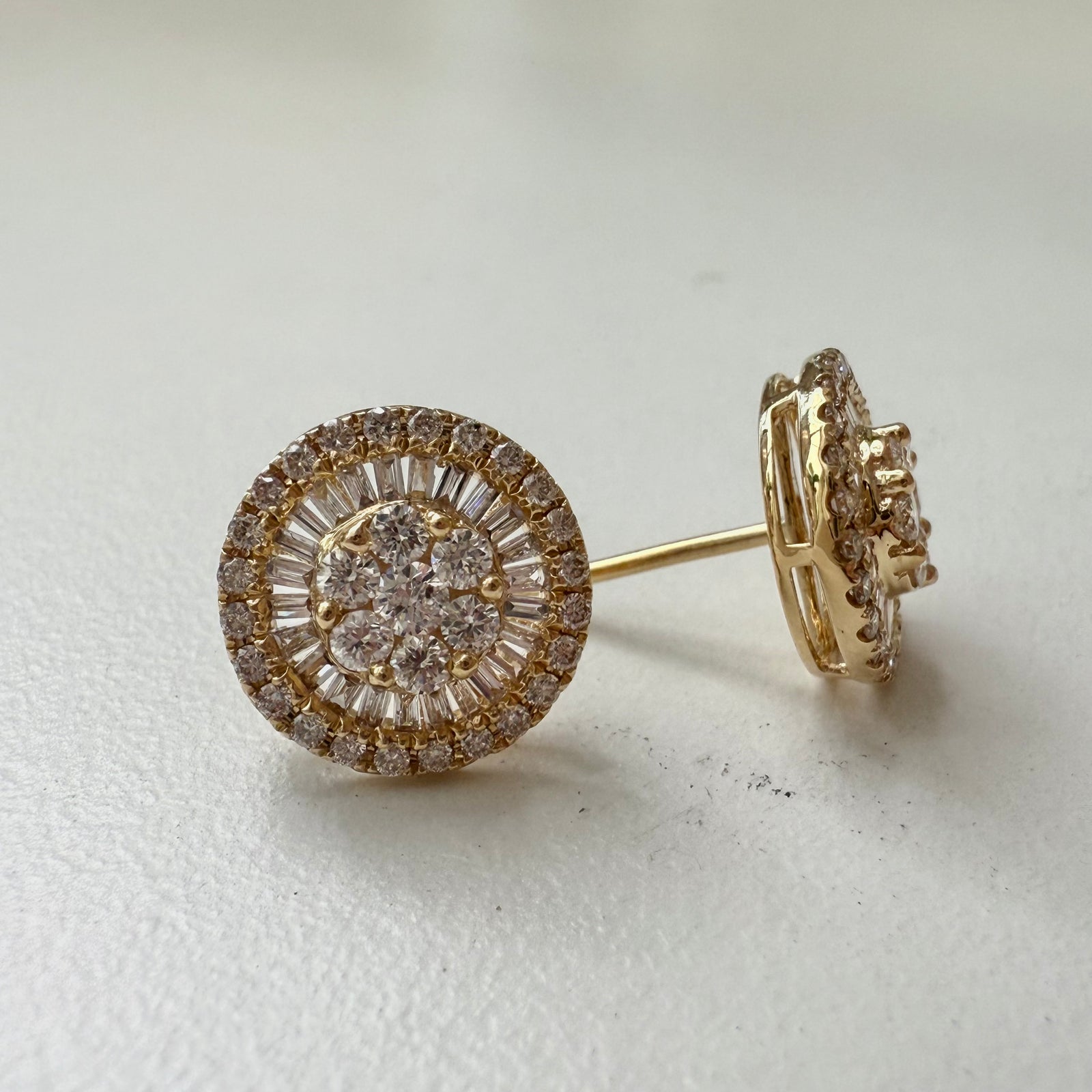 Baguette Diamond Cluster Earrings