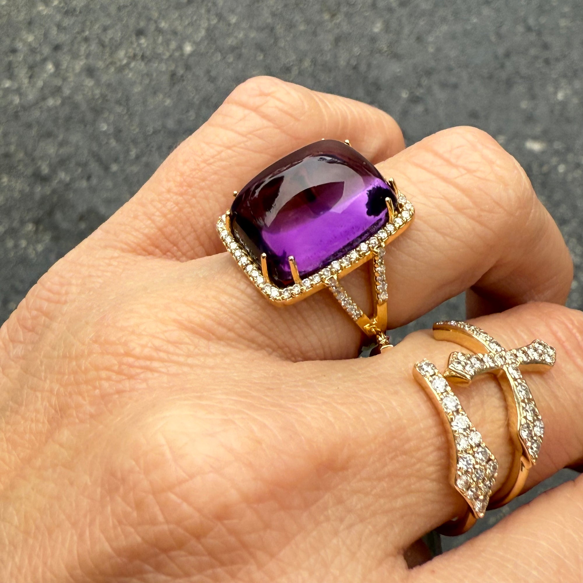 Amethyst and Diamond Ring