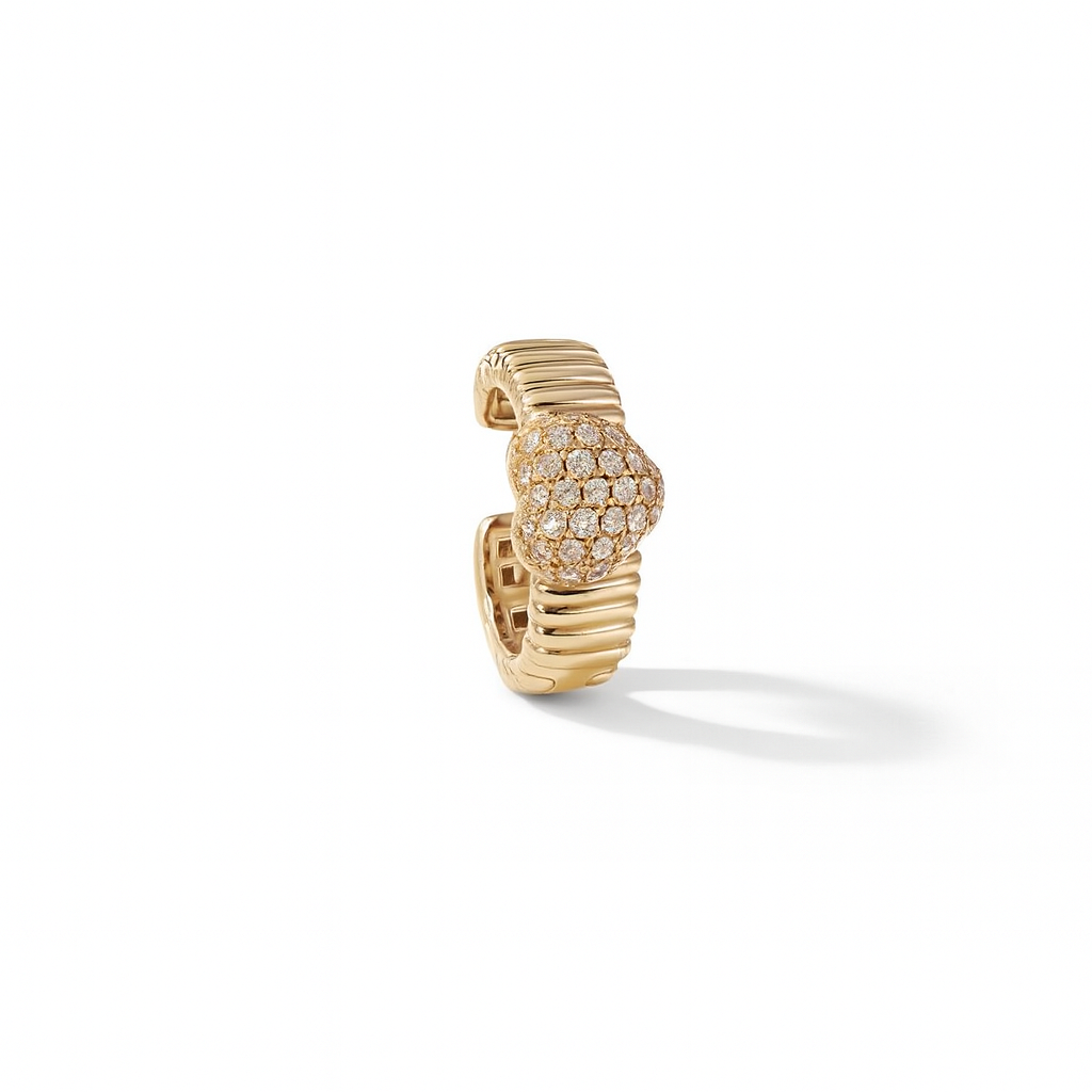 Pave Diamond Heart Ear Cuff 14K