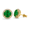Emerald and Diamond Stud Earrings