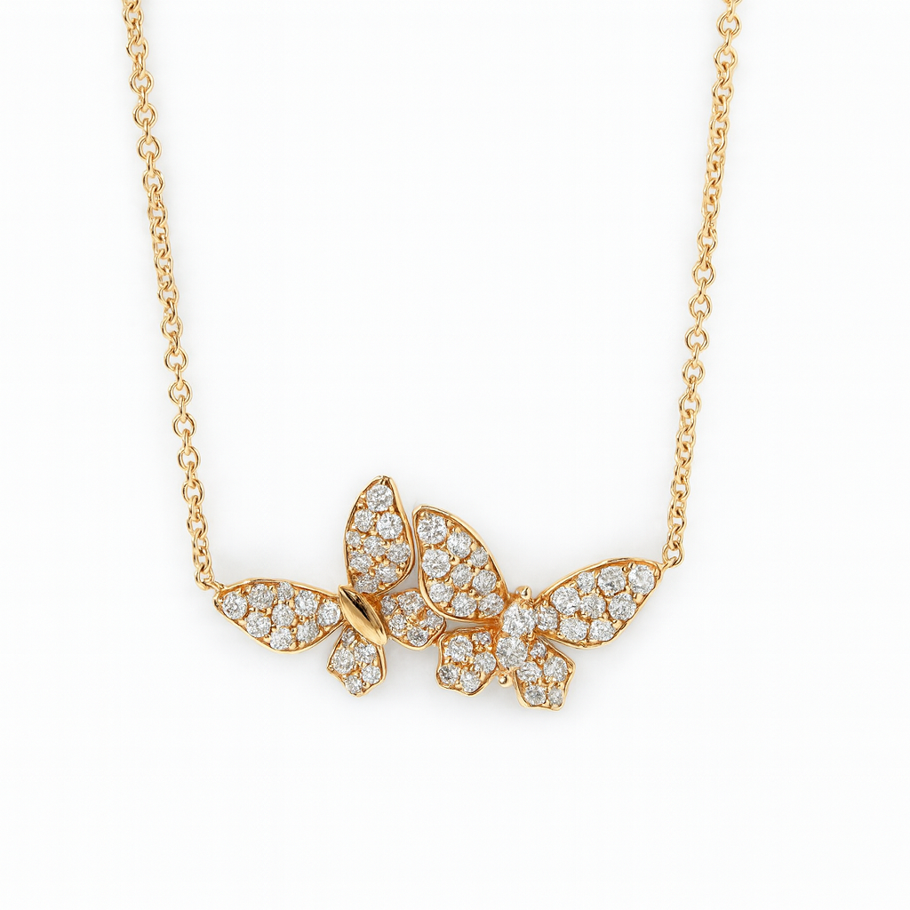 Double Butterfly Pendant Necklace