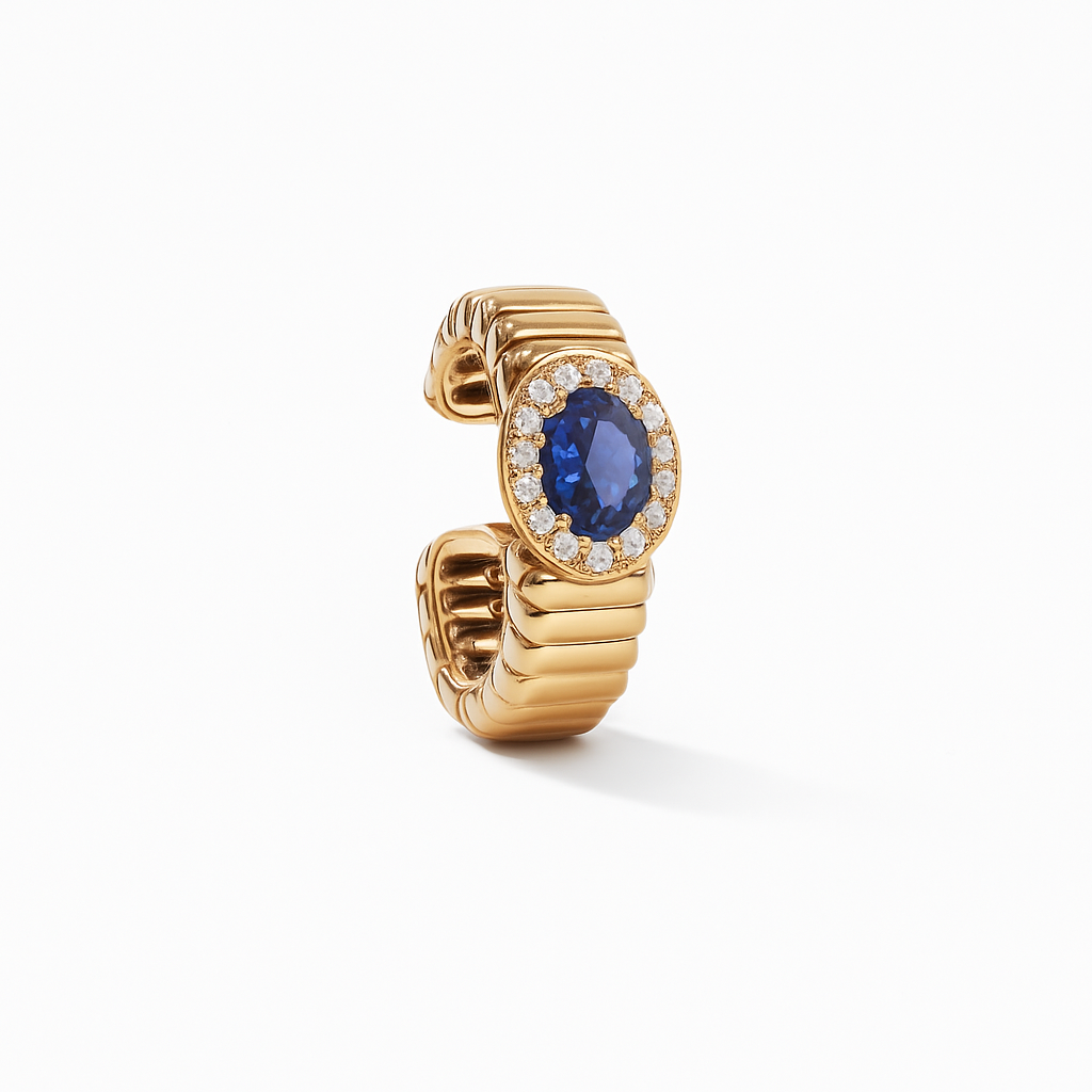 Sapphire and Diamond Ear Cuff 14K