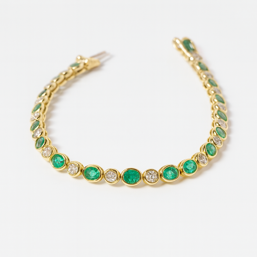 Emerald and Diamond Tennis Bracelet