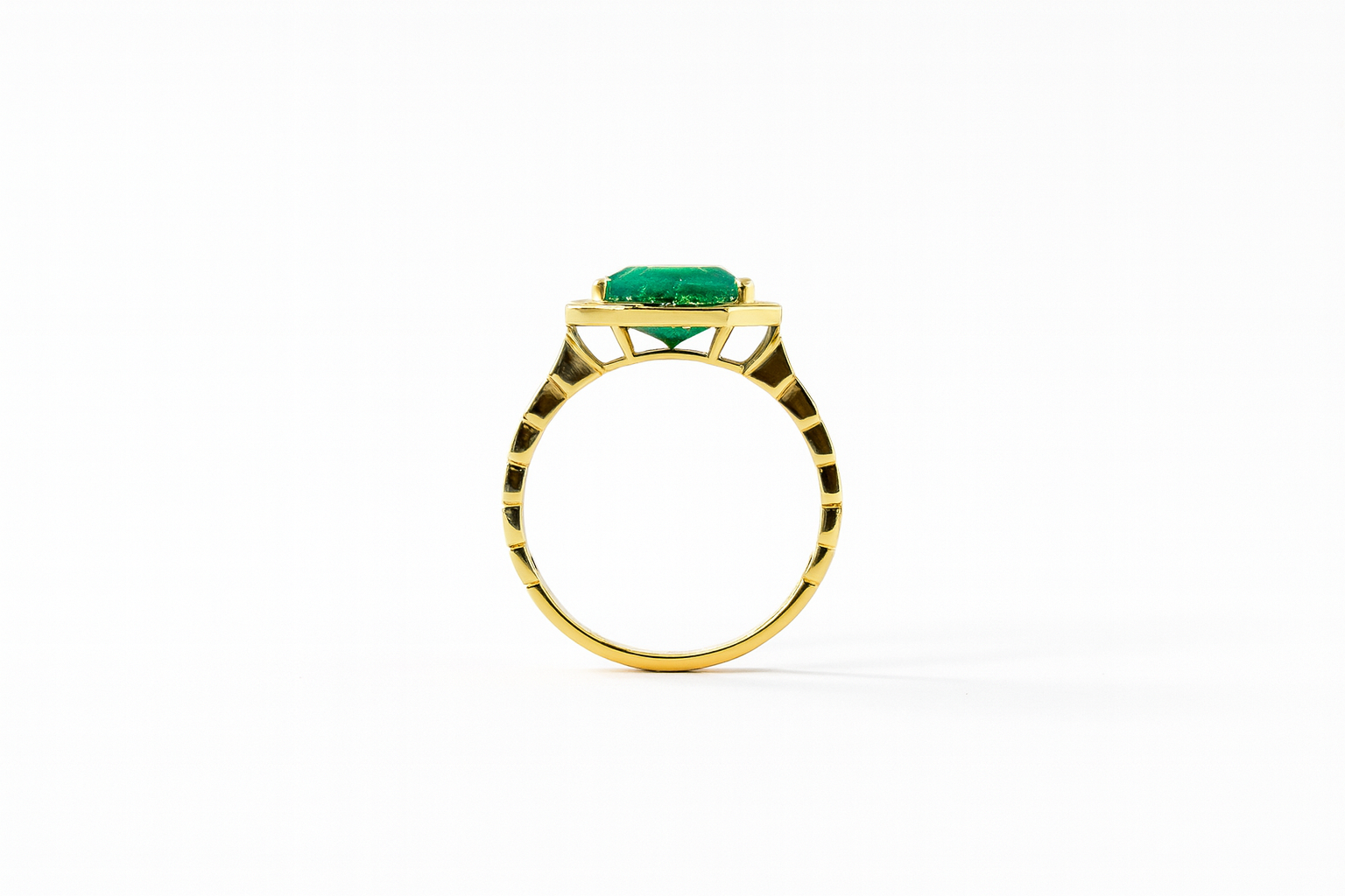 Square Emerald and Diamond Ring