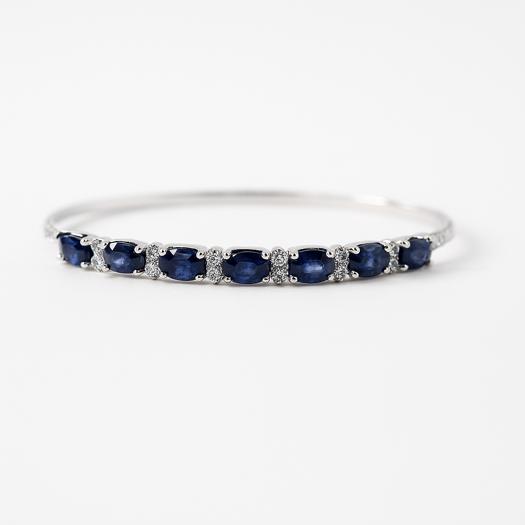 White Gold Sapphire Bangle