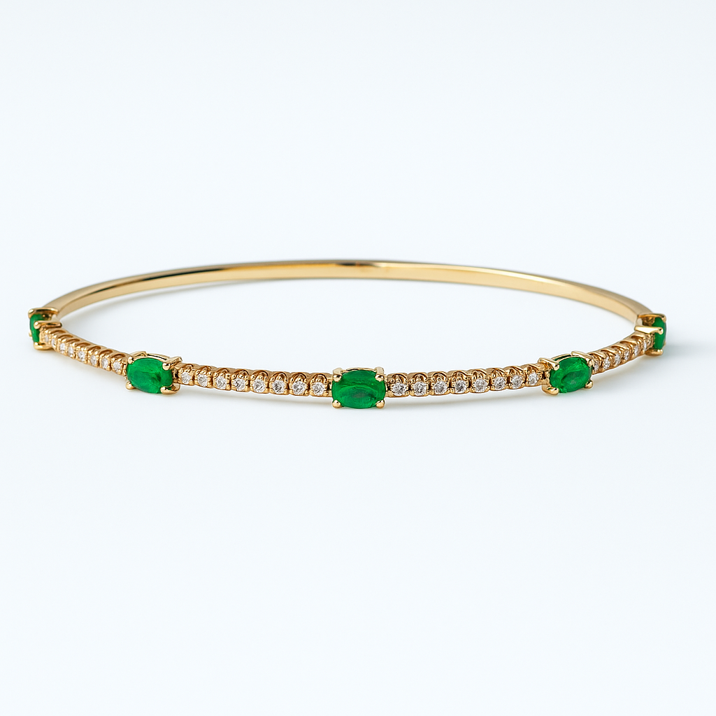 Yellow Gold Emerald Bangle