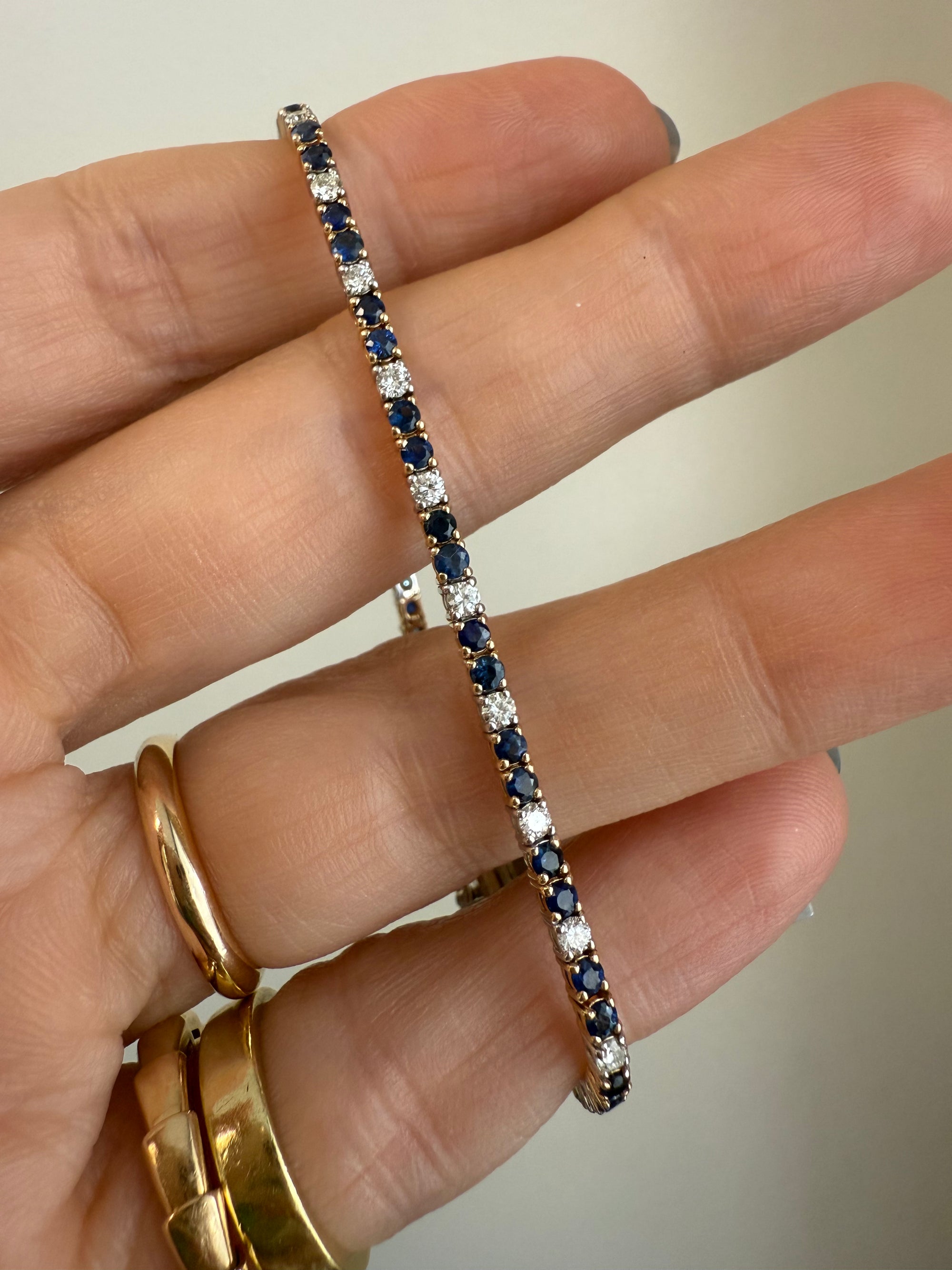 Sapphire &amp; Diamond Tennis Bracelet